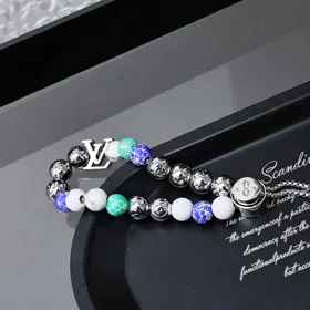 Louis Vuitton LV metal chain beaded letter inscription bracelet-3672  