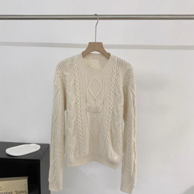 Celine's new twisted rope cable knit crew neck sweater-6415  